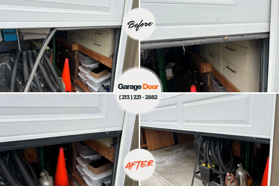 Before and after: garage door spring repair Moorhead, MN